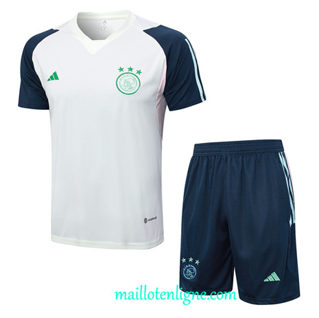 Thai Maillot Ensemble AFC Ajax + Short Training 2023 2024 Blanc ML0843