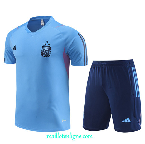 Thai Maillot Ensemble Argentine Enfant + Short Training 2023 2024 Bleu ML0861