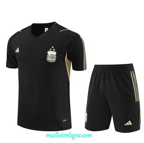 Thai Maillot Ensemble Argentine + Short Training 2023 2024 Noir ML0866