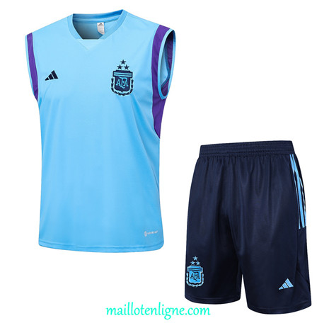 Thai Maillot Ensemble Argentine Debardeur Training 2023 2024 Bleu ML0867