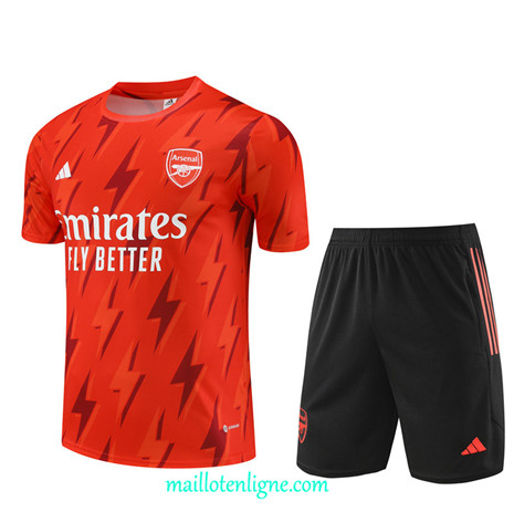 Thai Maillot Ensemble Arsenal Enfant + Short Training 2023 2024 Orange ML0869