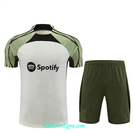 Thai Maillot Ensemble Barcelone + Short Training 2023 2024 Beige ML0908