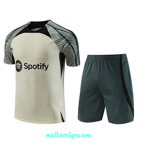 Thai Maillot Ensemble Barcelone + Short Training 2023 2024 Blanc ML0909