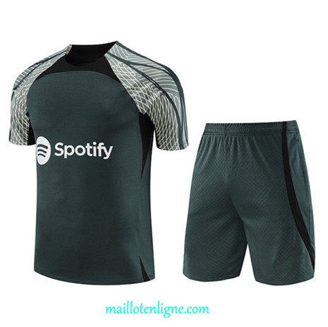 Thai Maillot Ensemble Barcelone + Short Training 2023 2024 Vert ML0923