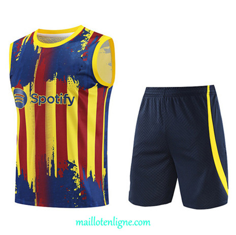 Thai Maillot Ensemble Barcelone Debardeur Training 2023 2024 Jaune ML0932