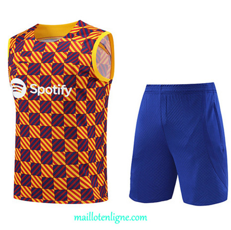 Thai Maillot Ensemble Barcelone Debardeur Training 2023 2024 Orange ML0933