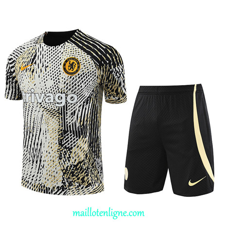 Thai Maillot Ensemble Chelsea + Short Training 2023 2024 Blanc ML0958