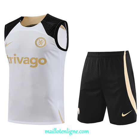 Thai Maillot Ensemble Chelsea Debardeur Training 2023 2024 Blanc ML0963