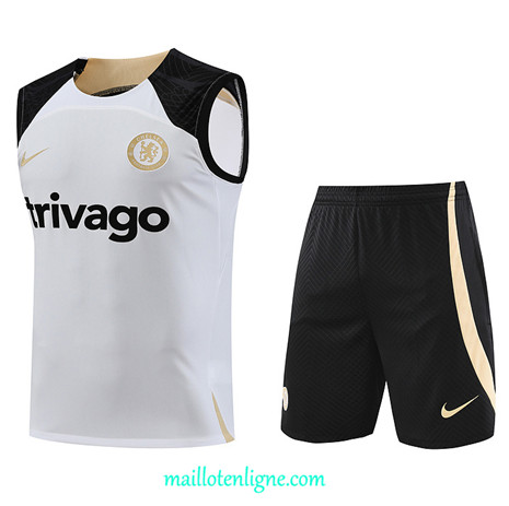 Thai Maillot Ensemble Chelsea Debardeur Training 2023 2024 Blanc ML0964