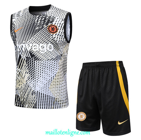 Thai Maillot Ensemble Chelsea Debardeur Training 2023 2024 Blanc ML0965