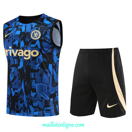 Thai Maillot Ensemble Chelsea Debardeur Training 2023 2024 Bleu ML0966