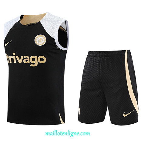 Thai Maillot Ensemble Chelsea Debardeur Training 2023 2024 Noir ML0967