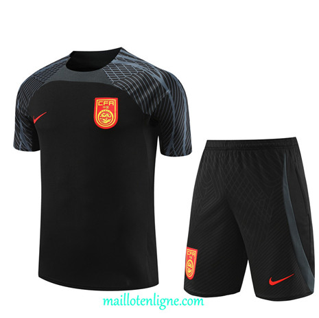 Thai Maillot Ensemble China Enfant + Short Training 2023 2024 Noir ML0895