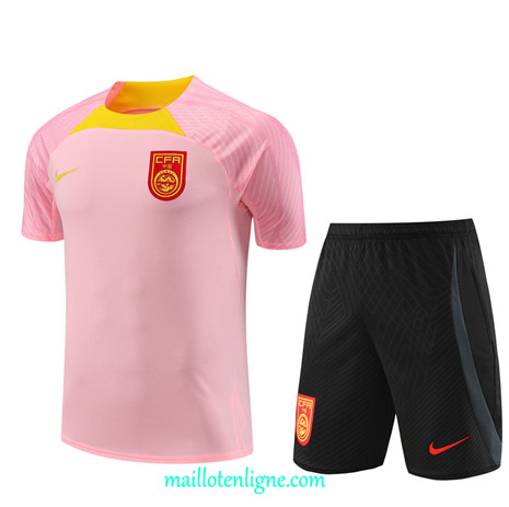 Thai Maillot Ensemble China Enfant + Short Training 2023 2024 Rose ML0896