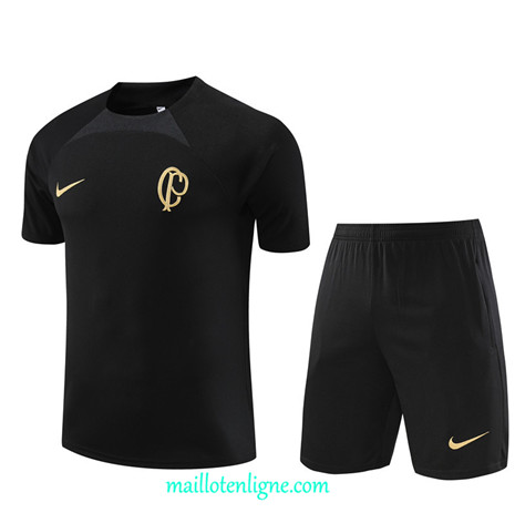 Thai Maillot Ensemble Corinthians Enfant + Short Training 2023 2024 Noir ML0893