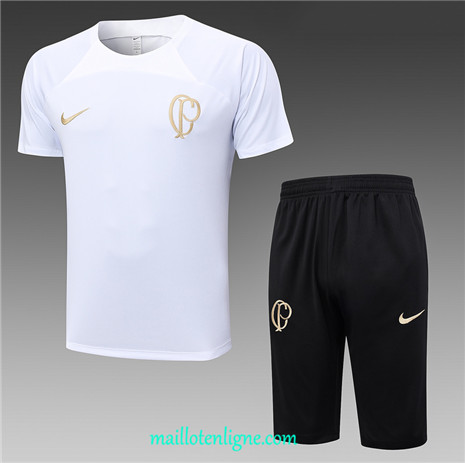 Thai Maillot Ensemble Corinthians + Short Training 2023 2024 Blanc ML0968