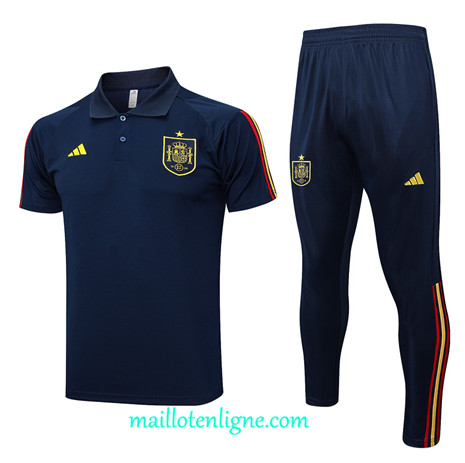 Thai Maillot Ensemble Espagne Polo Training 2023 2024 Bleu ML0989