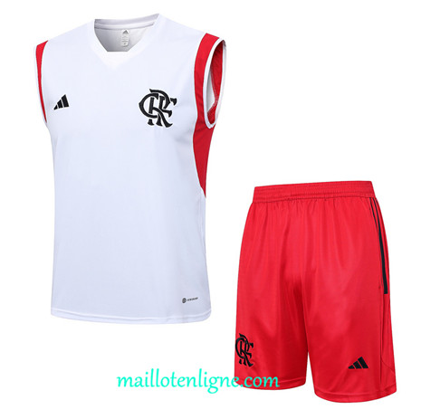 Thai Maillot Ensemble Flamengo Debardeur Training 2023 2024 Blanc ML0996