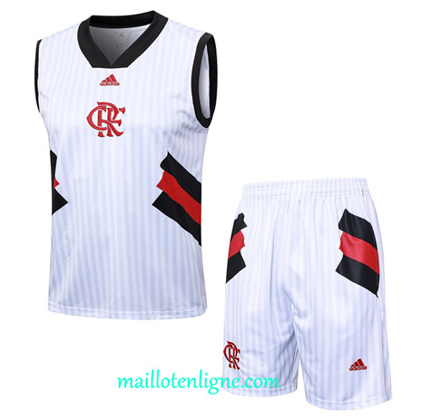 Thai Maillot Ensemble Flamengo Debardeur Training 2023 2024 Blanc ML0998