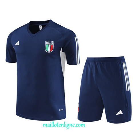 Thai Maillot Ensemble Italie Enfant + Short Training 2023 2024 Bleu ML1004