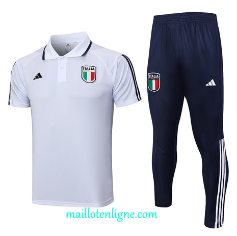 Thai Maillot Ensemble Italie Polo Training 2023 2024 Blanc ML1007
