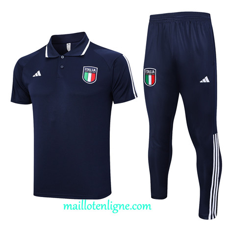 Thai Maillot Ensemble Italie Polo Training 2023 2024 Bleu ML1008
