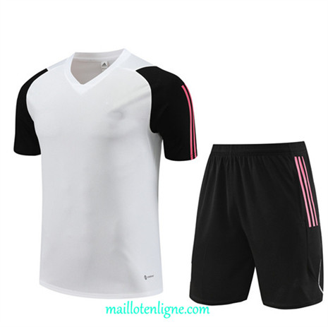 Thai Maillot Ensemble Juventus Enfant + Short Training 2023 2024 Blanc ML1009