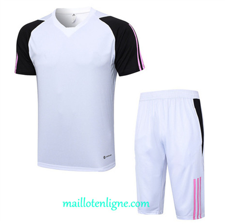 Thai Maillot Ensemble Juventus + Short Training 2023 2024 Blanc ML1016