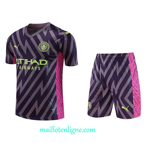 Thai Maillot Ensemble Gardien de but Manchester City + Short Training 2023 2024 Violet ML1037