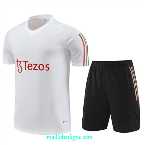 Thai Maillot Ensemble Manchester United Enfant + Short Training 2023 2024 Blanc ML1041