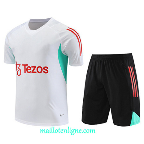 Thai Maillot Ensemble Manchester United + Short Training 2023 2024 Blanc ML1046