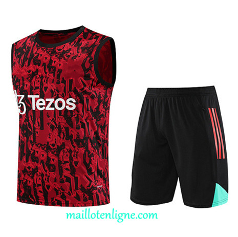 Thai Maillot Ensemble Manchester United Debardeur Training 2023 2024 Rouge ML1063