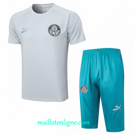 Thai Maillot Ensemble Palmeiras + Short 3/4 Training 2023 2024 Gris ML1075