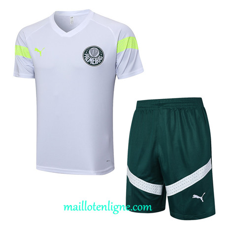 Thai Maillot Ensemble Palmeiras + Short Training 2023 2024 Blanc ML1076