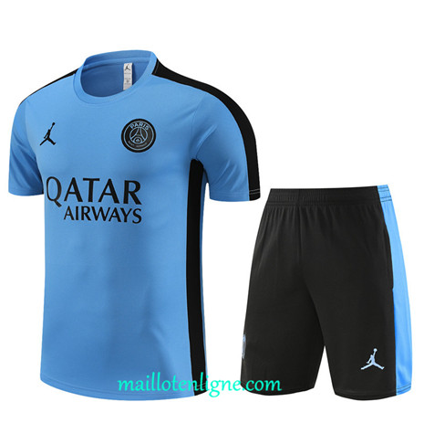 Thai Maillot Ensemble Paris Saint-Germain Enfant + Short Training 2023 2024 Bleu ML1085