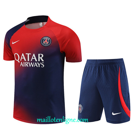 Thai Maillot Ensemble Paris Saint-Germain Enfant + Short Training 2023 2024 Bleu ML1086