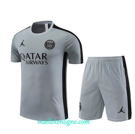 Thai Maillot Ensemble Paris Saint-Germain Enfant + Short Training 2023 2024 Gris ML1087