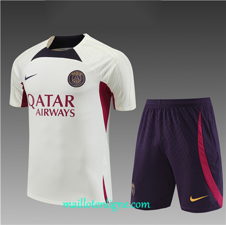 Thai Maillot Ensemble Paris Saint-Germain Enfant + Short Training 2023 2024 Jaune ML1089