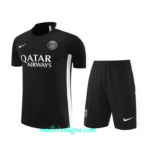 Thai Maillot Ensemble Paris Saint-Germain Enfant + Short Training 2023 2024 Noir ML1090