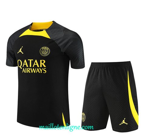 Thai Maillot Ensemble Paris Saint-Germain Enfant + Short Training 2023 2024 Noir ML1091