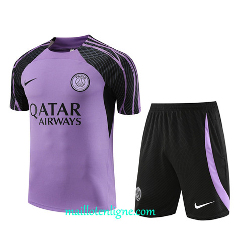 Thai Maillot Ensemble Paris Saint-Germain Enfant + Short Training 2023 2024 Violet ML1095