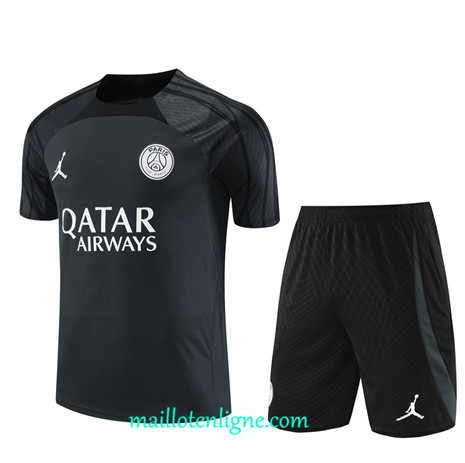 Thai Maillot Ensemble Paris Saint-Germain Enfant + Short Training 2023 2024 Gris ML1096