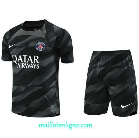 Thai Maillot Ensemble Gardien de but Paris Saint-Germain + Short Training 2023 2024 Noir ML1099