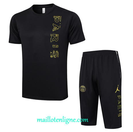 Thai Maillot Ensemble Paris Saint-Germain + Short 3/4 Training 2023 2024 Noir ML1104