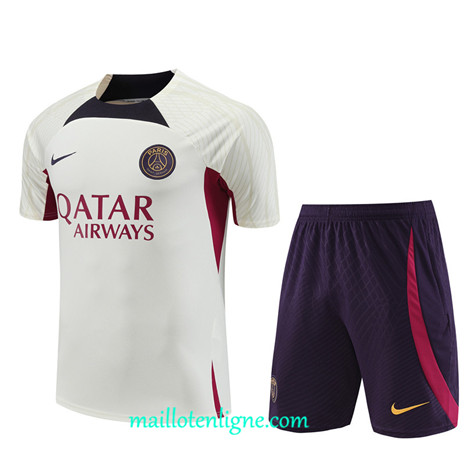 Thai Maillot Ensemble Paris Saint-Germain + Short Training 2023 2024 Beige ML1105