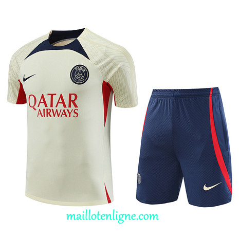 Thai Maillot Ensemble Paris Saint-Germain + Short Training 2023 2024 Jaune ML1115