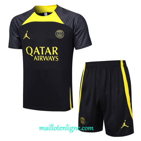 Thai Maillot Ensemble Paris Saint-Germain + Short Training 2023 2024 Noir ML1118