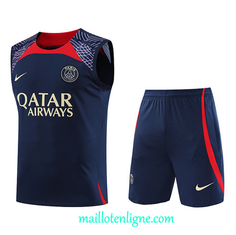 Thai Maillot Ensemble Paris Saint-Germain Debardeur Training 2023 2024 Bleu ML1127