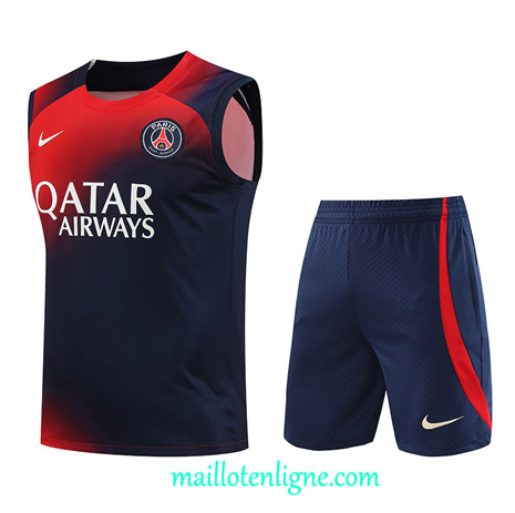 Thai Maillot Ensemble Paris Saint-Germain Debardeur Training 2023 2024 Bleu ML1128