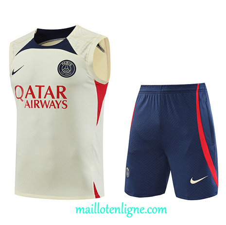 Thai Maillot Ensemble Paris Saint-Germain Debardeur Training 2023 2024 Jaune ML1129